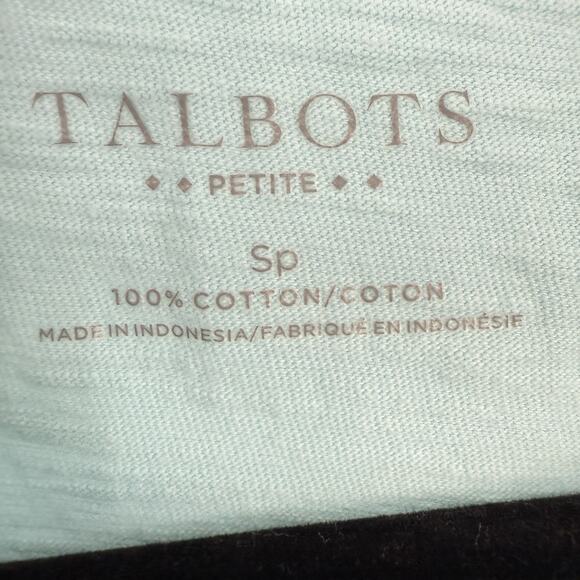 Talbots Tee Tie Short Sleeve Roundneck Sea-foam Green Cotton Size Small p - Picture 4 of 7